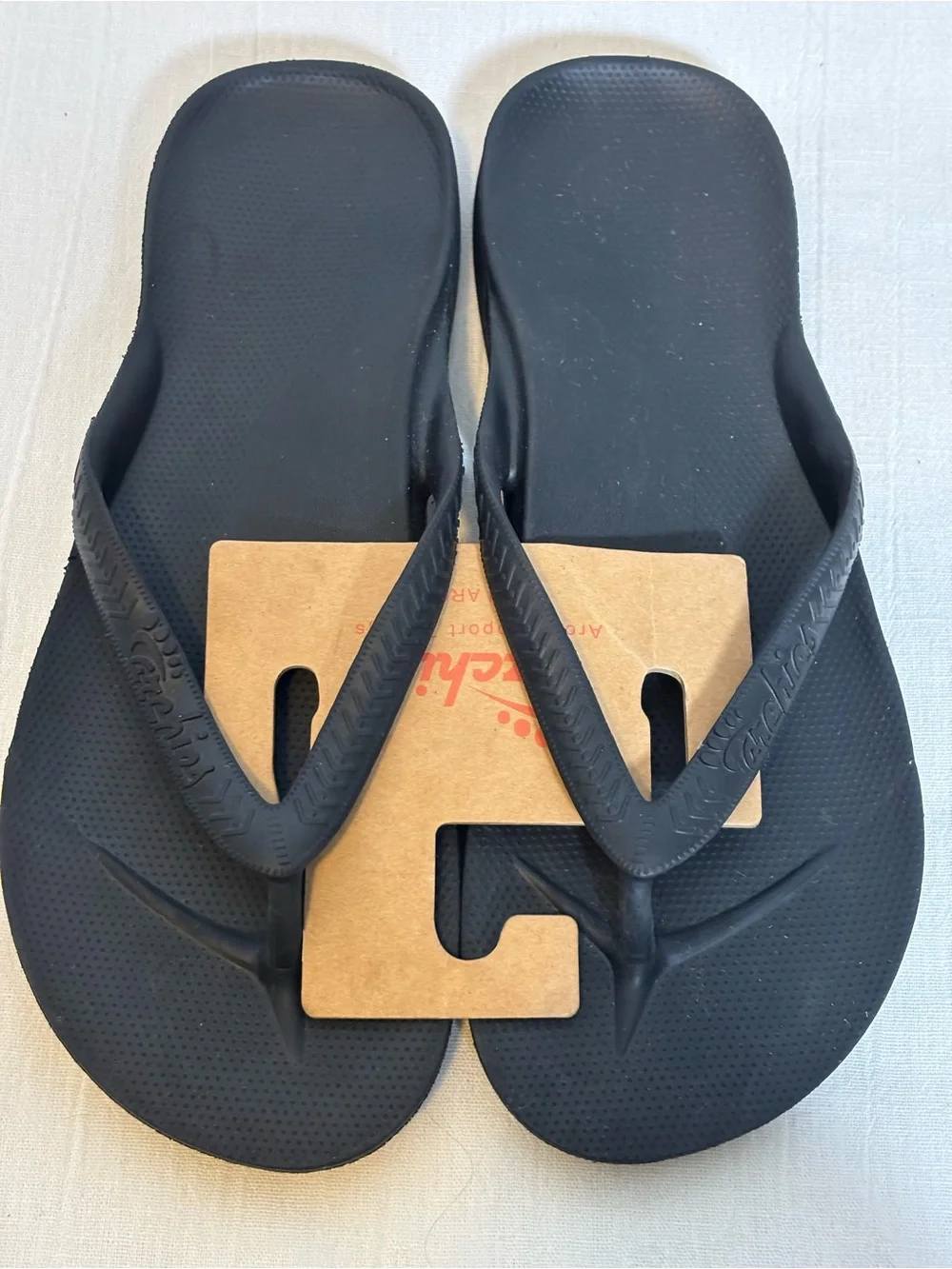 Archies Arch Support Unisex Flip Flops-Black-Men Size 12/Women Size 13